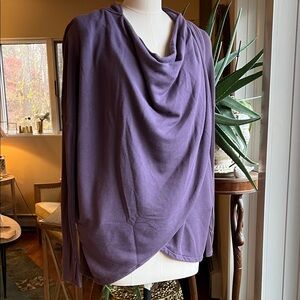 Athleta Purana Wrap Hooded Sweatshirt Purple Women's Layered Yoga Fitness Small